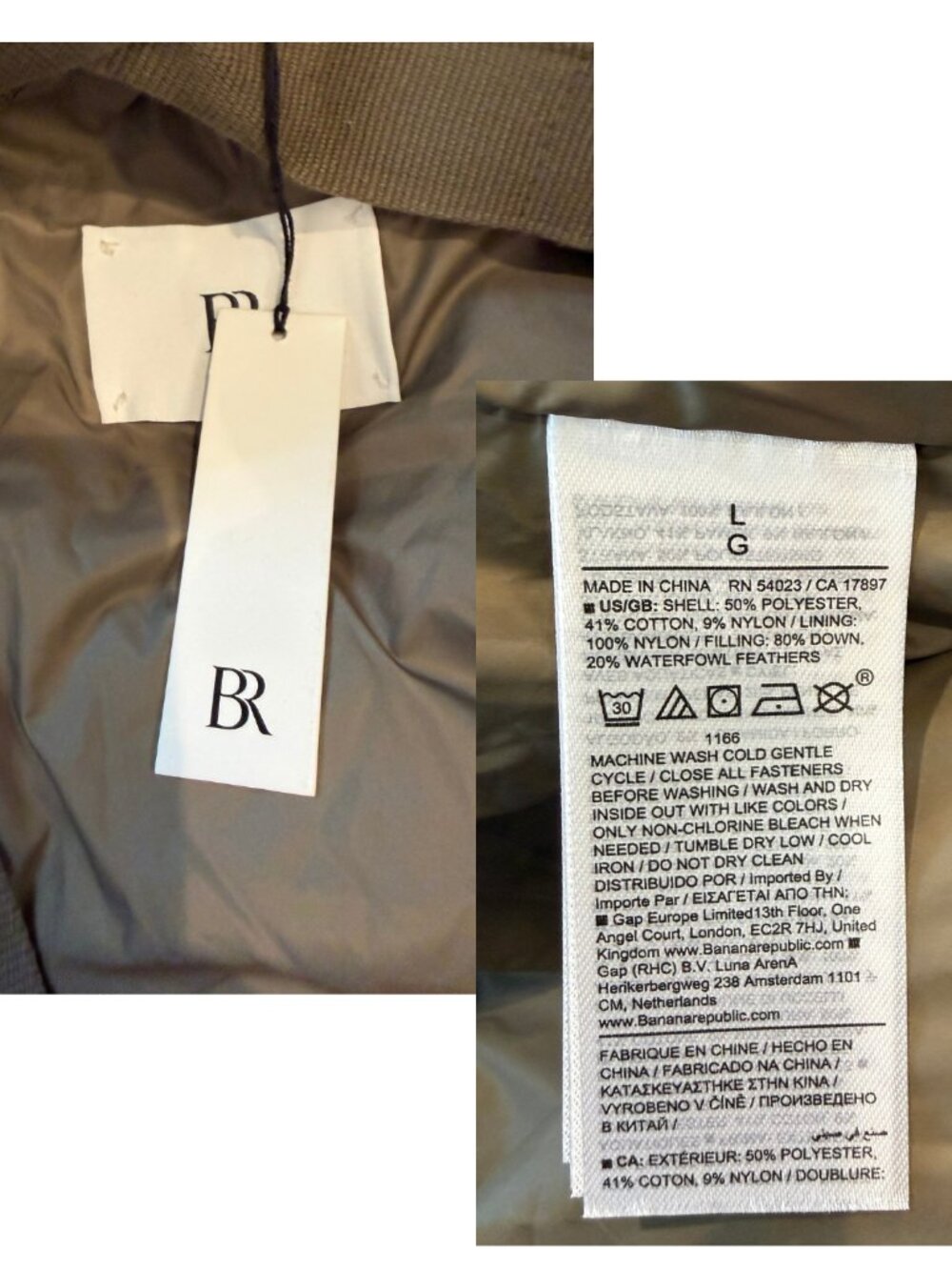 NWT Banana Republic Short Puffer Coat in Sycamore Brown Size Large - Picture 8 of 8